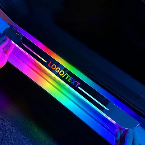 LED Door Sills for Car Magnetic Personalized LED Car Door Sills Waterproof Car Pedal Lights Auto-Sensing Welcome Lights Custom Logo or Text Fit for All Cars and Trucks