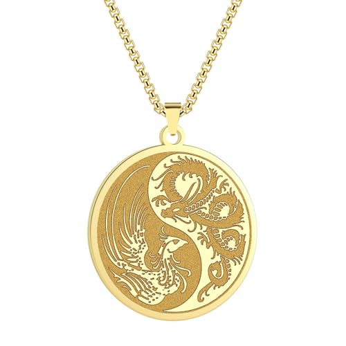 Collier Yin Yang dragon phénix un cadeau spirituel et coloré unique