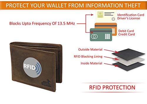 Fa.Volmer® Portefeuille en Cuir pour Homme Marron/Noir avec Protection RFID Portefeuille en Cuir véritable Porte-Monnaie Look usé # VO19 (Brun) - Image 7