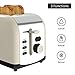 Retro Stainless Steel 2 Slice Toaster - Bagel, Cancel, Defrost, 6 Shade Settings, Extra Wide Slot, Removable Crumb Tray (Cream)