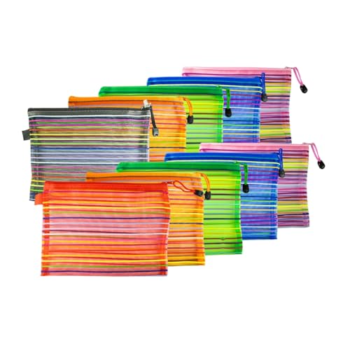 Kit 10 Necessaire Estojo Nylon Colorida Viagem Escola Make