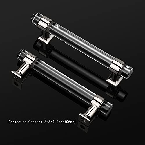 Fashion Furniture Direct 5 Pack Acrylic Cabinet Pulls Zinc Alloy Base Bathroom Drawer Pulls Clear Acrylic Pull Handles 3.8 Inch Hole Spacing Solid Polished Chrome Kitchen Bedroom Pull Handles #TOP1