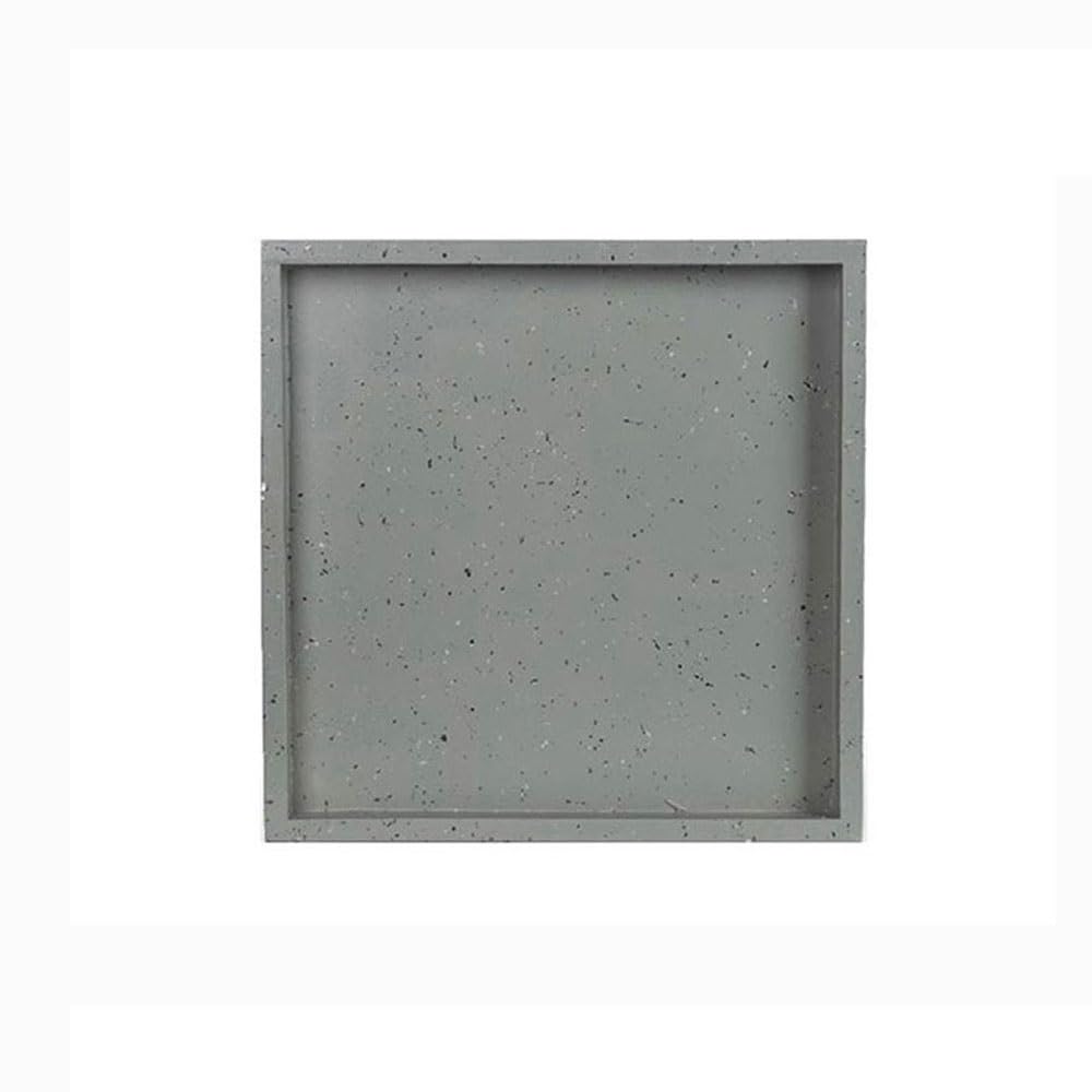 Prettiee plant dish saucer Square Synthetic Resin Plant Drip Tray, Imitation Cement Pallet for Home Garden Patio (Gris XX_Large)