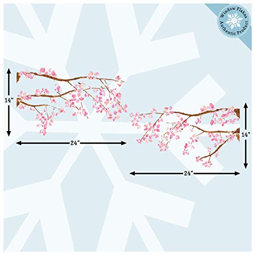 Flower Window Clings - Cherry Blossom Branches Window Decals - Adhesive Free Spring Decorations Window Stickers - Reusable Glass Door Sticker Decals #TOP1