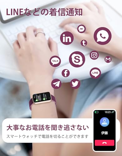 SHANG WING スマートウォッチ レディース iphone対応 アンドロイド対応 リストバンド型 腕時計 1.47インチ大画面 フルタッチ Smart Watch 着信通知 女子生理サイクル記録 多種類運動モード 天気予報 IP68防水 文字盤自由設定 誕生日 クリストマス 新年 ギフト 日本語説明書付き Lynn2 パープル