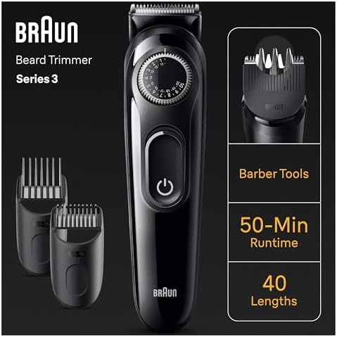 Braun Series 3 4210201447733 Trymer do Brody, Czarny/Szary, 40 długości
