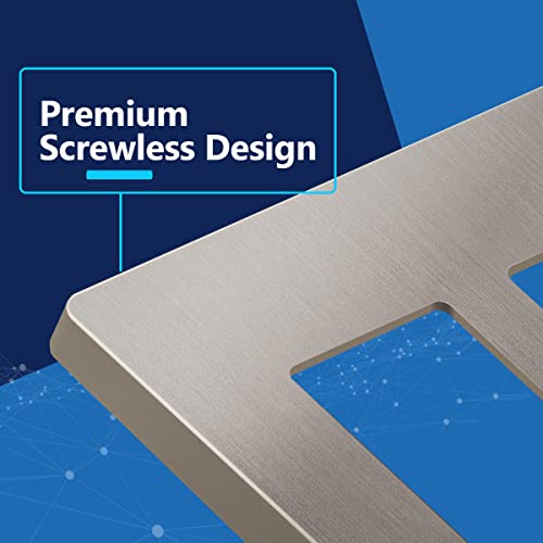 Image of LIDER Decorator Switch Cover, Screwless Wall Plate, Mid-Size 2-Gang 4.88 inch x 4.92 inch, LSWP-32M-BNK, UL Listed, Thermoplastic, Brushed Nickel, 1-Pack