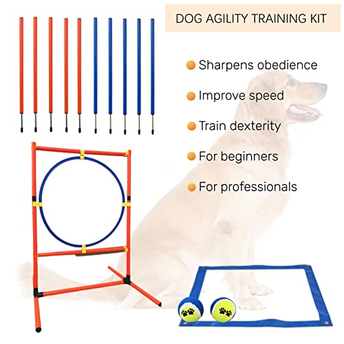Katzeist Agility Training Equipment For Dogs, Dog Agility Course Backyard Set Dog Obstacle Course Play Kit Indoor Outdoor Games Includes Tunnel, Weave Poles, Hurdle,Jumping Circle, A #TOP2
