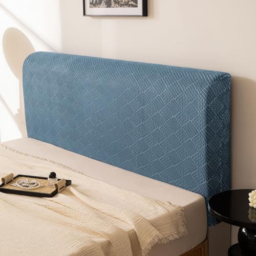 HOMETHREADS Stretchable Lycra/Velvet Bed Headboard Cover Soft BedHead Dust-Proof Cover,Head Back Protector 2 to 3.3 Feet Single Bed (Blue,85x65cm)