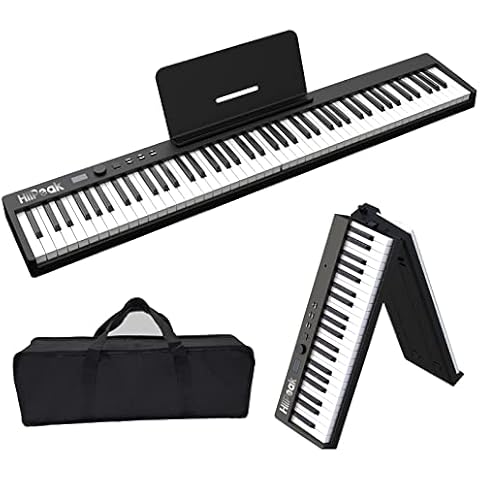 88 Keys Foldable Keyboard Piano, HiiPeak Beginner Digital Piano with Bluetooth, MIDI, Rechargeable Battery, Music Sheet Stand, Professional Electric Piano for Kids, Adults (Full Size Keys) Cover