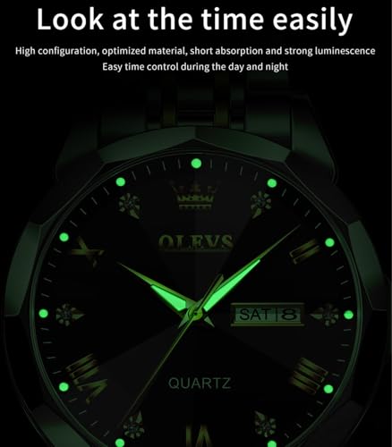 OLEVS Male Wrist Watches,Quartz Business Stainless Steel Waterproof Luminous Watches Luxury