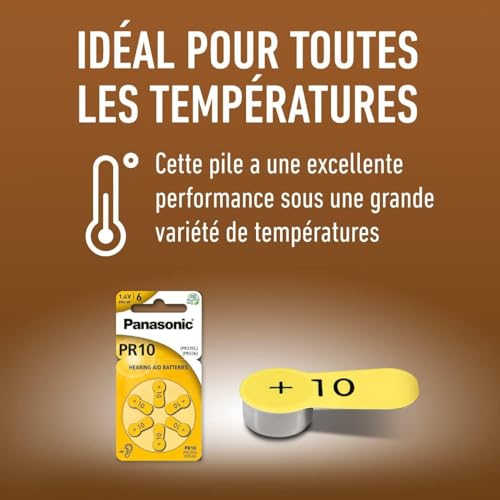 PANASONIC Lot de 3 Blisters de 6 Piles PR10 Zinc Air pour appareils auditifs
