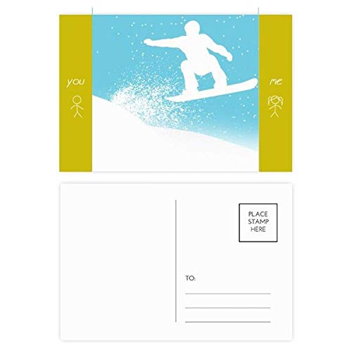 Carte postale merci motif ami ski aquarelle multicolore - Lot de 20 cartes postales de sport