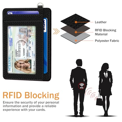 Image of Yonlevres Credit Card Holder Slim Wallet, RFID Wallet Women Front Pocket Small Card Holder, Travel Cute Funny Thin Card Case ID Window PU Leather RFID Blocking Card Organizer Gifts Girls Ladies