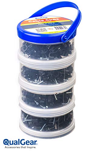 Qualgear 6Mm 7Mm 8Mm 10Mm Cable Clips, Black, 400 Pack, Canister, Ccx4-B-400-C #TOP4