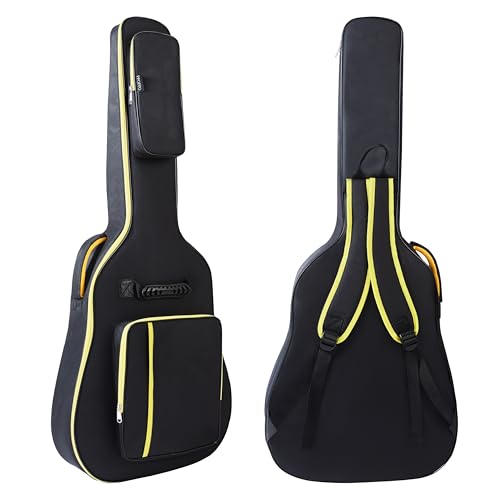 PPOPPO 40/41/42' Acoustic Guitar Gig Bag (Fits 12 String & Dreadnought Guitars), 0.35' Thick Padded, 600D Waterproof Soft Guitar Backpack Case, 3 Pockets, Neck Fixed Strap & Adjustable Shoulder Straps