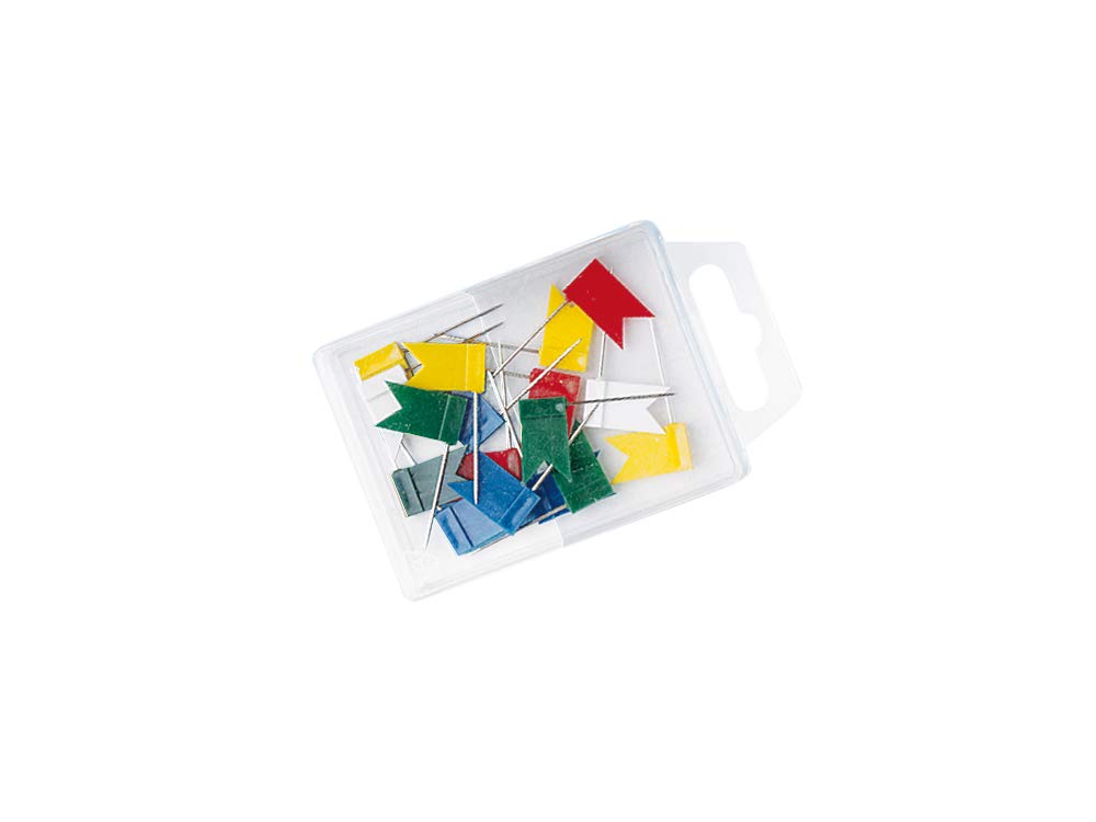 Wedo 56299 Markierungsfahnen, Fahnengröße 18 x 10 mm, Nadellänge 25 mm, 20 Stück, sortiert, farbig