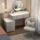 Kosmetik-Set mit LED-beleuchtetem Spiegel, gepolsterter Hocker und...