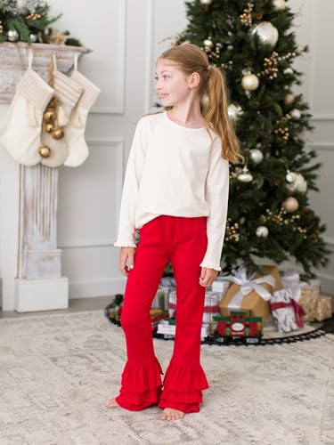 Image of RuffleButts Baby /Toddler Girls Stretchy Flare Pants w /Ruffles