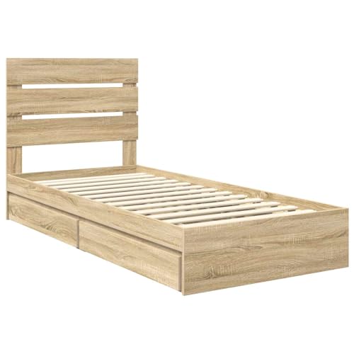 Vidaxl Letto Con Contenitore Con Testiera Rovere Sonoma 100 X 200 Cm, Camera Da Letto, Moderna, Ampio Spazio Di Stoccaggio, Durevole, Finitura Resistente All'acqua, Decorazione Elegante Per Migliorar - 7