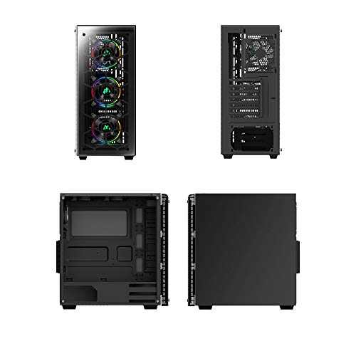 Musetex 903-S4 Atx Mid Tower Gaming Computer Case Tempered Glass, Computer Gaming Case Window Desktop/Pc Including 4X 120Mm Case Fan, Usb 3.0 Ports & Cable Management, Black, 903-4 Rgb Fans #TOP2