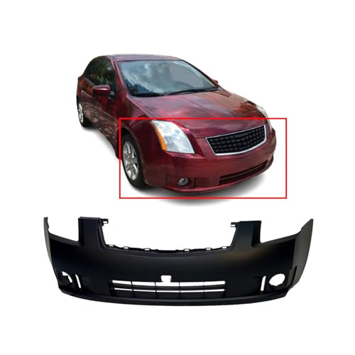Image of FitParts Compatible with Nissan Sentra 2007-2009 Front Bumper Cover | Primed, With Fog Light Holes, Ready to Paint, OEM 62022ET32J, NI1000241