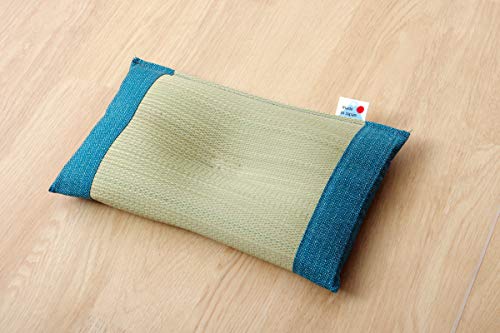 イケヒコ い草 枕 さわやか 平枕 ブルー 約30×20cm 日本製 #3625279