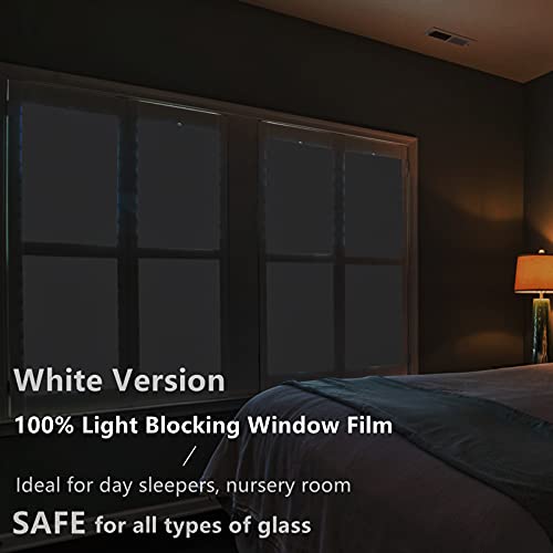 FEOMOS White Total Blackout Window Film Static Cling Window Covering 100% Light Blocking Glass Opaque Film Room Darkening Window Vinyl for Privacy Day Sleep Sun Blocking 90x200 cm by FEOMOS - Image 2