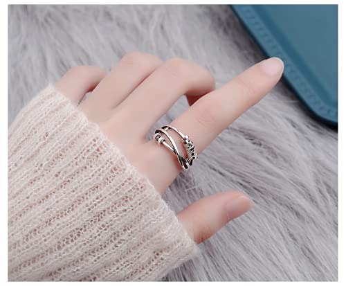 Seamosh Silver Anti Anxiety Rings For Women Men Fidget Spinner Band Unisex Adjustable Stacking Spinning Worry Ring #TOP4