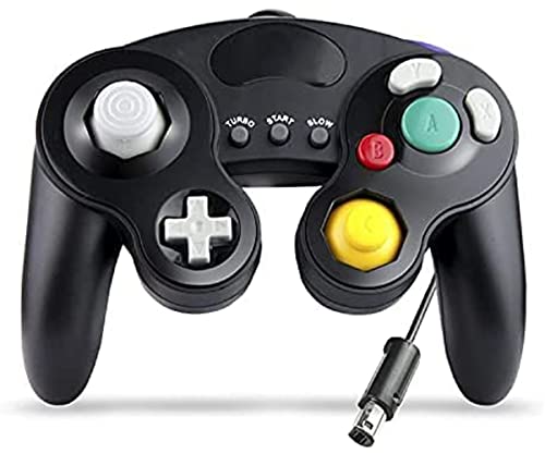 ゲームキューブ 有線 互換コントローラー（GC Wii WiiU Switch 振動対応 日本語説明書 付き (黒)