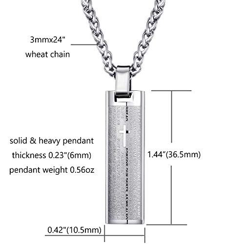 MOO&LEE Stainless Steel Lords Prayer Bar Necklace for Men 24 Inches Link Chain4