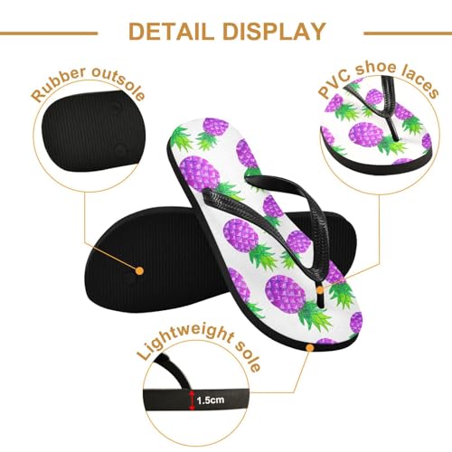 Purple Pineapple Fruits Flip Flops for Beach Thong Sandals Anti-slip Lightweight Shower Shoes for Summer Outdoor Travel3