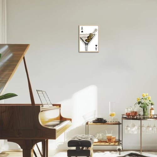LHHJDIO Vintage Mosaic Dirty Framed Wall Art Trendy Martini Cocktail Canvas Wall Art Ace of Spades Poker Pictures Wall Decor Minimalist Retro Bar Art Prints for Home Bar Kitchen Living Room by LHHJDIO - Used condition - Image 7