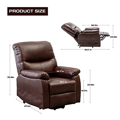 Erinnyees Faux Leather Massage Lift Chair For Elderly, Silent Motor With Handy Remote, Breathable And Soft Faux Leather With Side Pocket, Living Room Sofa Chair Massage（Brown）… #TOP2