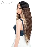 Deep Wave Wigs for Black Women 38 inch 95CM Synthetic Lace Front Wigs Pre Plucked 150% Density Natural Black Super Long Wavy Cosplay Hair Wigs With Babyhair – Bild 5