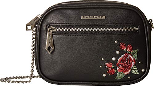 Preisvergleich Produktbild Rampage Damen-Umhängetasche, bestickt, Blumenmuster, Schwarz (schwarz), Einheitsgröße