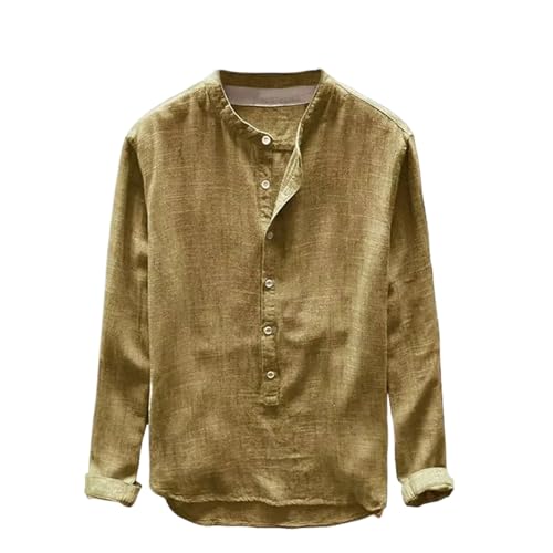 Chemises à manches longues hommes en lin noble et coton au design nippon épuré
