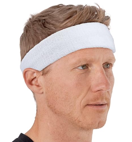 Image of Tough Headwear Terry Cloth Headband - Sweat-Wicking Running Head Band - Basketball Accessories - Headband for Washing Face