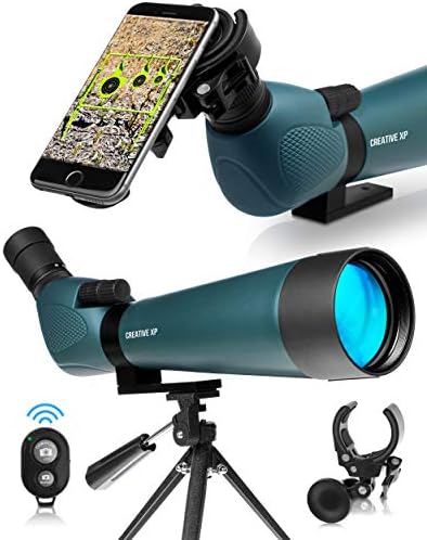 CREATIVE XP Spotting Scopes HD 20-60x60mm Zoom with FMC Lens, 45 Degree Angled Eyepiece, Fogproof Spotting Scope with Tripod, Compact with Phone Adapter for Birding Watching