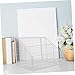 HOMSFOU Desktop Book Holder Rack Medium White Organizer for Office and Home Use Multi-Section Design for Magazines Files and Books Smooth Corners for Safety and Stability