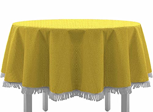 Jardín Mantel con flecos Mantel redondo Ovalado rectangular Classic, amarillo, 130x160 cm eckig