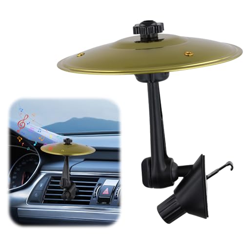 Platillo Bateria para Coche, Ajustable 360°, 2 Cabezales, 14cm Mini Tambor de Coche, Car Crash Cymbal, Ranura de Ventilación para Todo Coche Amantes de la Música Entretenimiento
