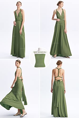 Image of Multi-Way Wrap Infinity Maxi Dress for Bridesmaids & Wedding Guest | 31 Colors for All Wedding Themes, One Size & Plus, 1 Dress for Any Events, Evening, Prom, Gala, Non-See-Through, Wrinkle-Free