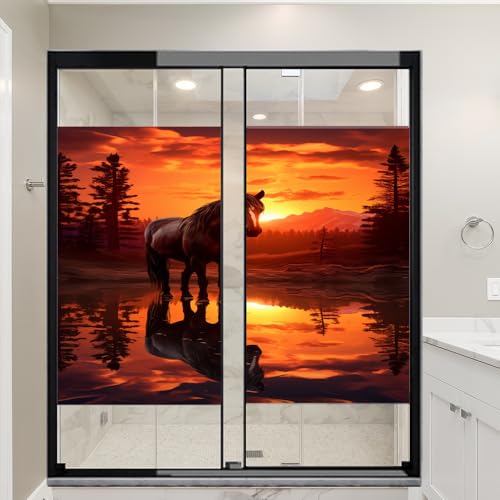 Vinilo Decorativo de Privacidad con Caballos y Atardecer 23.6x35.4 cm x2 miniatura 6