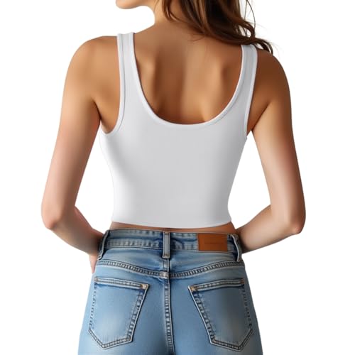 Women's Sleeveless Crop Top Cotton Basic Scoop Neck Tank Tops, Ribbed Casual Summer Cropped Shirt for Women4