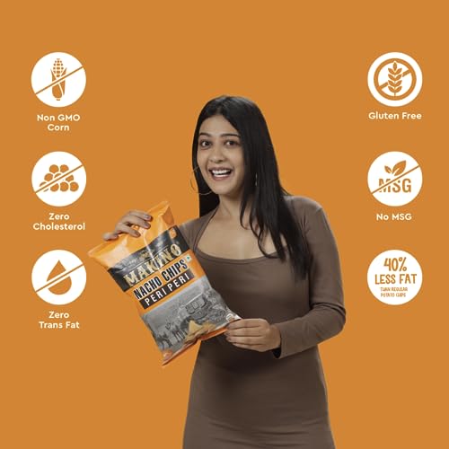 Image of Makino - Nacho Chips Peri Peri Flavour 150 Gram | Tortilla | Healthy | Tasty Savoury Snack | Delicious Nacho Chips | Low Calorie - Pack Of 3