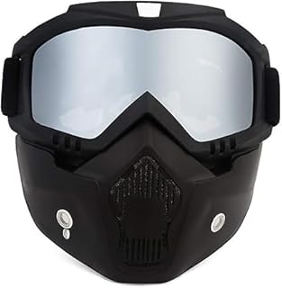 Eye Protection Mask Mouth Filter Anti Dust Breathable Face Mask Dust Mask for Motorcycle Motorcycle Bike Scooter Falcon Silver Lens by sa car