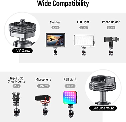 Neewer Mini Ball Head With Removable Cold Shoe Mount And 1/4” Screw, Detachable Cold Shoe Base, 2 Way Installation Compatible With Smallrig Cage, Dslr Camera, Monitor, Led Video Light (2 Packs, St44) #TOP3