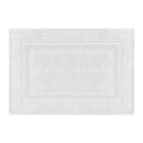 Jean Pierre â€“ Stonewash Racetrack Bath Rug | Cotton | Premium Bathroom DÃ©cor | Machine Washable | Highly Absorbent | Measures 17â€ x 24â€ | White