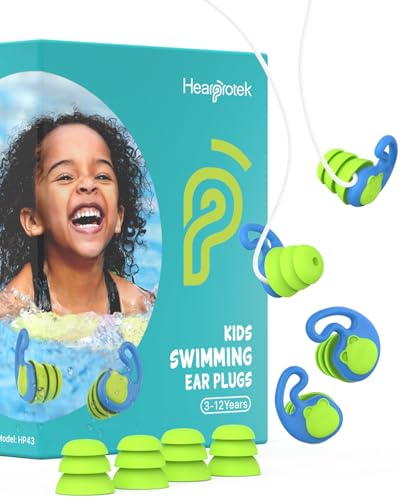 Hearprotek Swimming Ear Plugs for Kids, 2 Pairs Reusable...